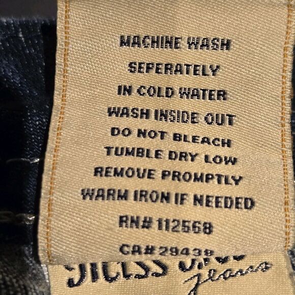 Miss Me Size 29 Bootcut Dark Wash Low Rise Rhinestone Angel Wing Back Pockets - Picture 6 of 6